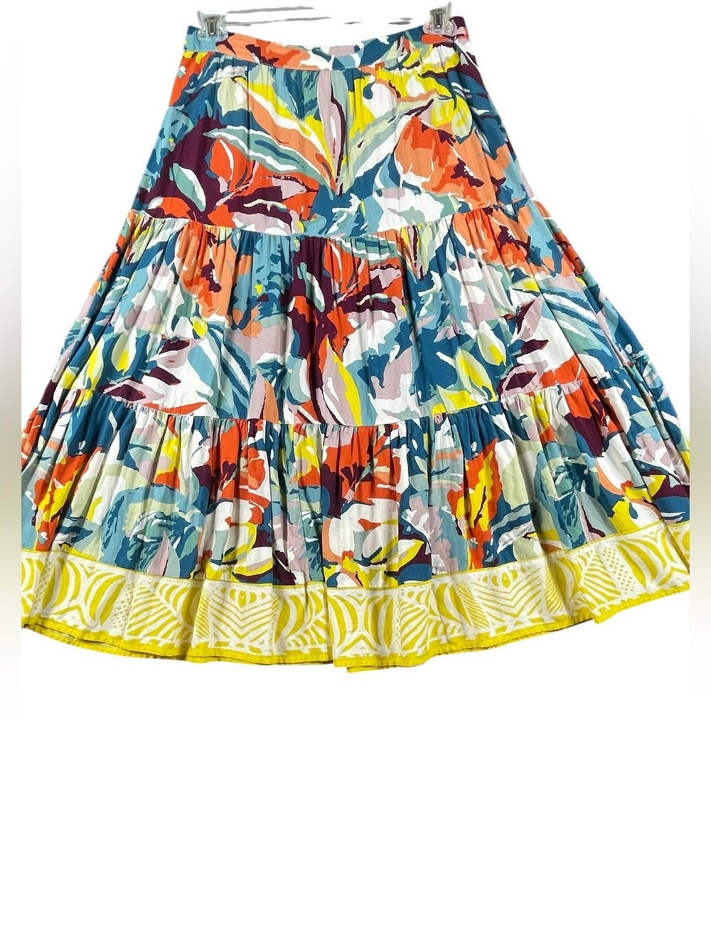 Soft Surroundings Kara Floral Boho Flowy Summer Vacay Fun Maxi Tiered Skirt - M